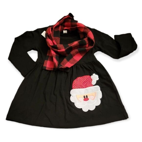 LIKE NEW! Christmas Tunic Santa Patch Buffalo Plaid Long Sleeve Dress  - Picture 1 of 3